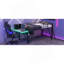 Lit mezzanine avec bureau Gaming, DEL, simple, noir