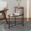 Table basse moderne noyer brun à 2 niveaux pour le salon, peu encombrante avec surface imperméable facile à nettoyer