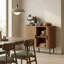 Buffet 35,4 "avec rangement, armoire à café Nordic avec portes à lattes en tambour et pieds en métal, crédence de cuisine, noyer, bois