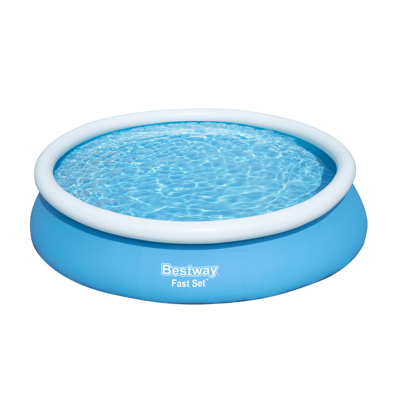 Bestway Fast Set Round Inflatable Outdoor Above Ground Swimming Pool Set, 12' x 30", Blue