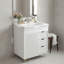 Meuble-lavabo blanc avec lavabo en céramique + robinet + trois tiroirs