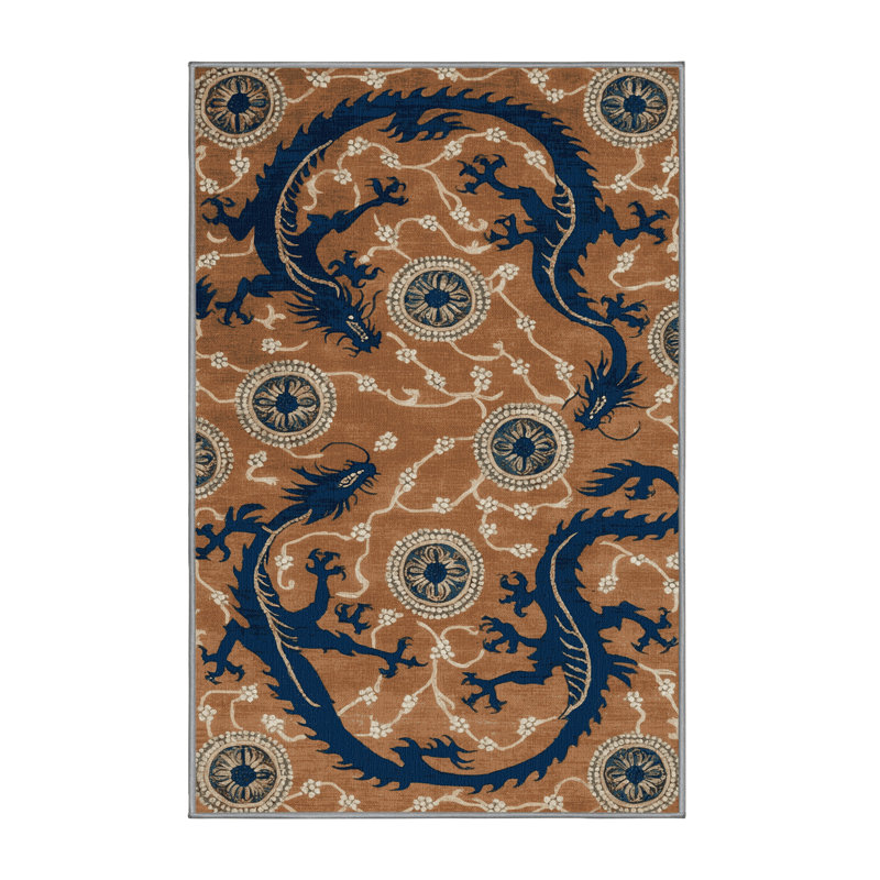 Tapis brun français lavable à la machine, Rectangle 8 pi x 12 pi