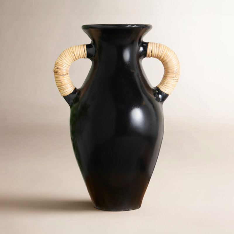 Vase de table , H 21 po x l 13,65 po x P 10,6 po, Noir