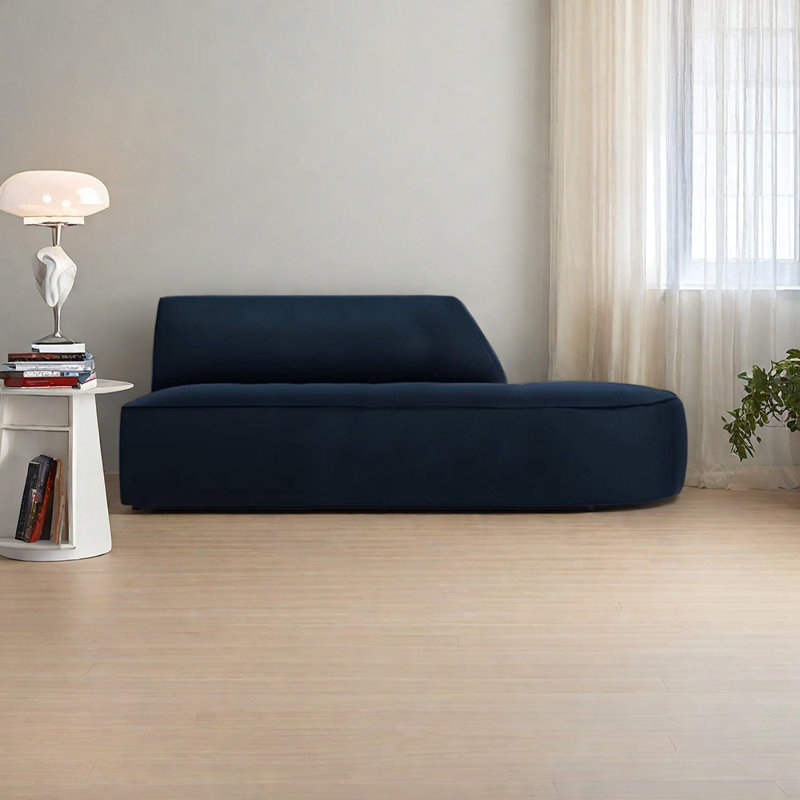 Chaise en velours Elegant, Marine, Orienté à gauche (vu de face)