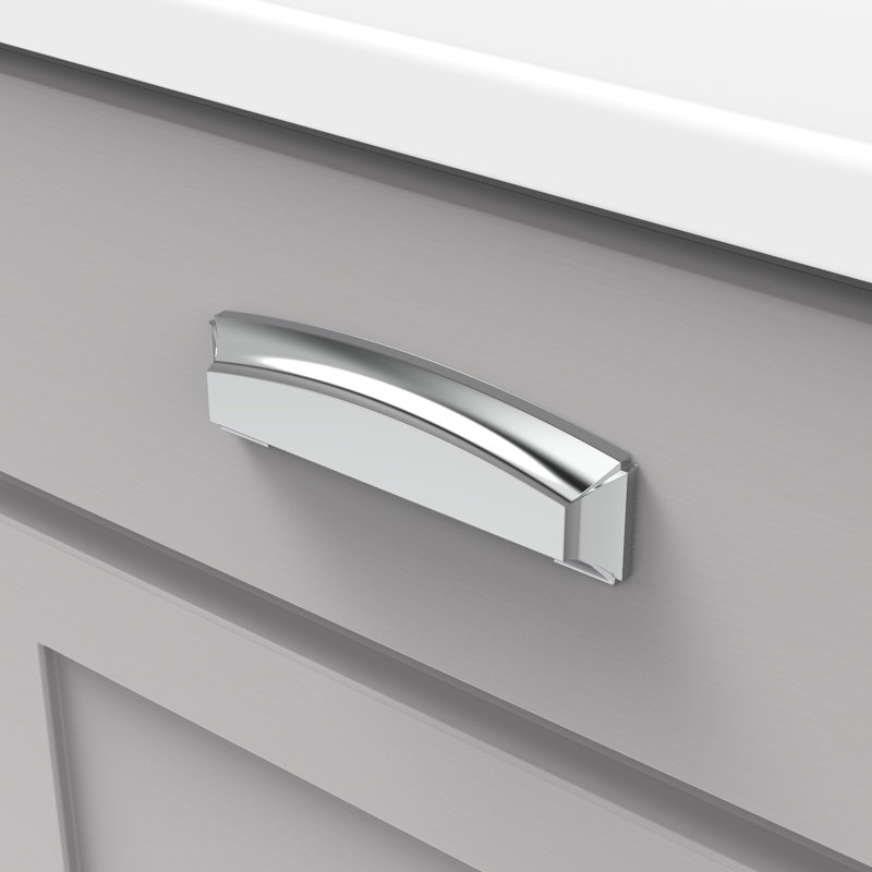 Poignée coupelle de la collection Bridges - Poignée d'armoire centrale à centrale chromée de 3 po, 3-3 / 4 po et 5-1 / 16 po - Quincaillerie transitionnelle et décorative pour tiroirs et armoires