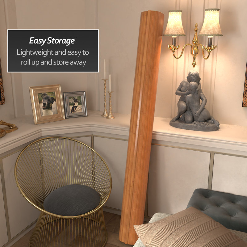 Siena Rolling Bamboo Room Divider, Natural, 6 ft. Tall