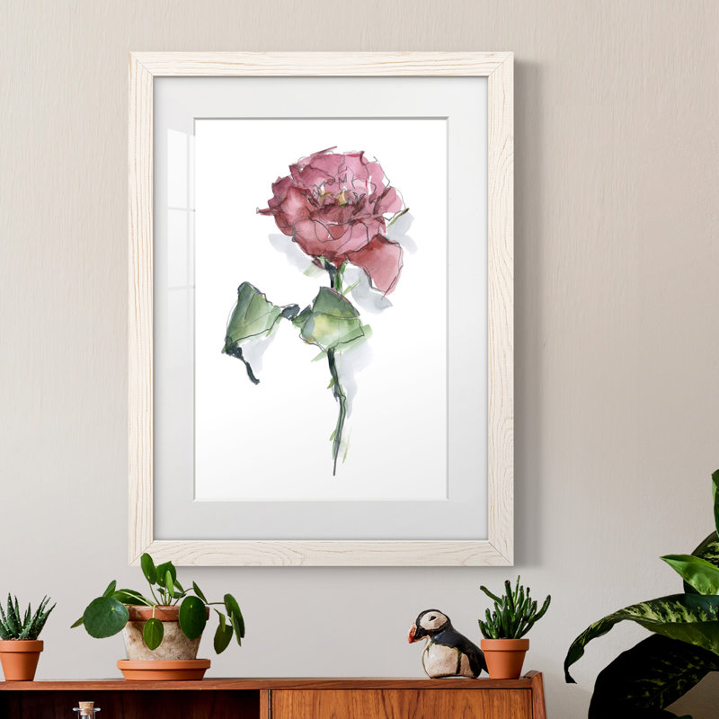 Watercolor Floral Contour I Premium encadré mat - prêt à être accroché, H 24 po x l 20 po x P 1 po, Blanc