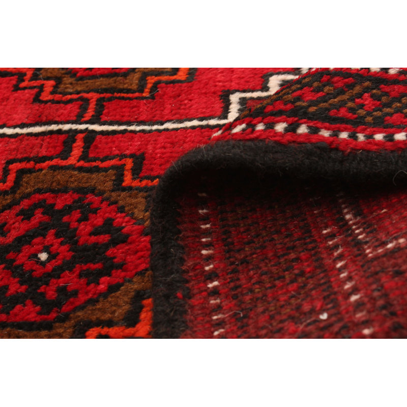 Tapis décoratif en laine noué à la main de conception unique noué à la main new age esari turkman rouge 3 pi 5 po x 5 pi 7 po
