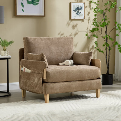 Chenille Upholstered Convertible Chair