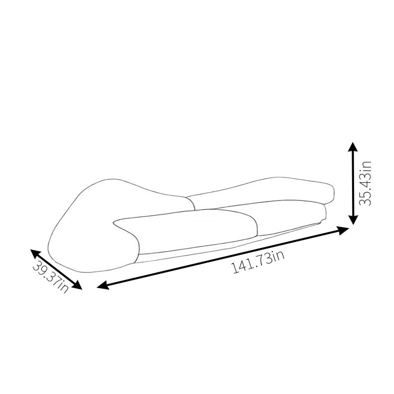 Modern Simple Lamb Velvet Sofa, 35.43" H x 141.73" W x 39.37" D