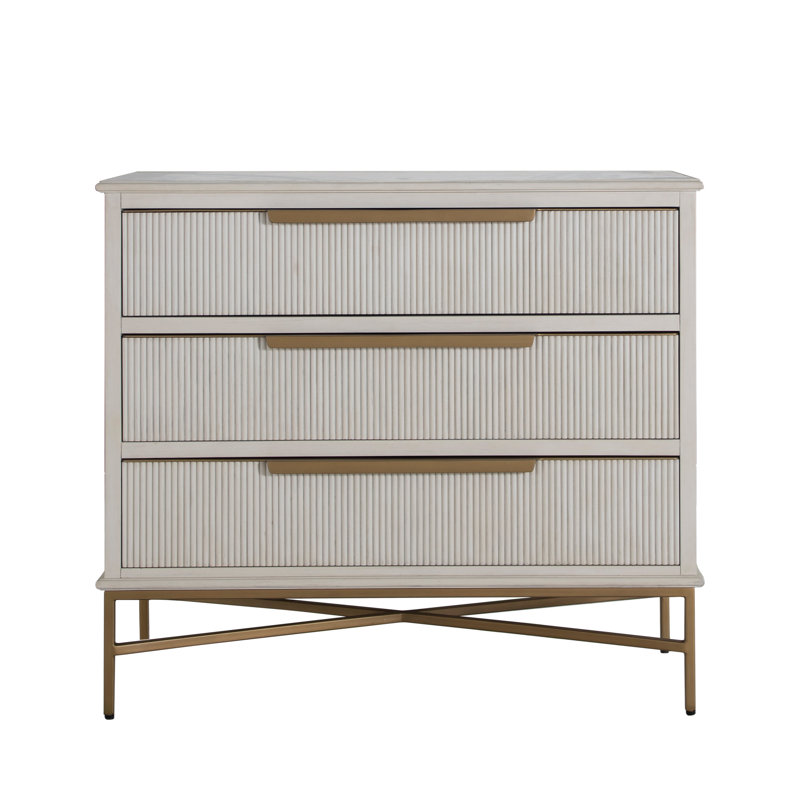 Coffre Riggs - Blanc, Teinture dorée, Blanc antique vieilli