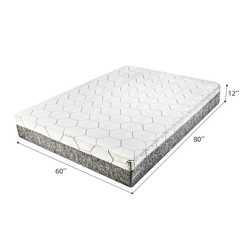  Matelas pour grand lit 12 po, lit en mousse à mémoire de forme dans une boîte pour soulager la pression, isoler les mouvements et soutenir, blanc