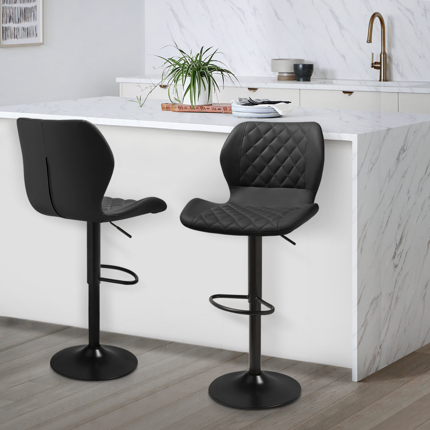 Padded stool with discount backrest