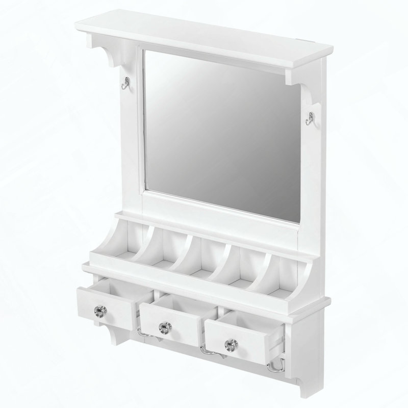 Meuble-lavabo flottant avec grand miroir, tiroirs, poches et crochets