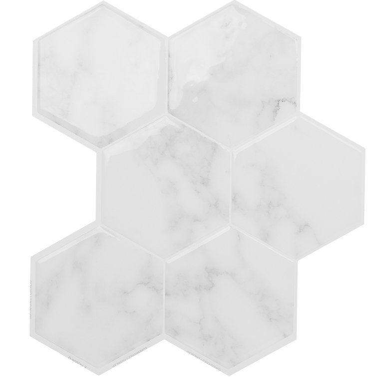 Peel and Stick Gel Backsplash Tile Hexa 10'' x 11'' (Set of 4)