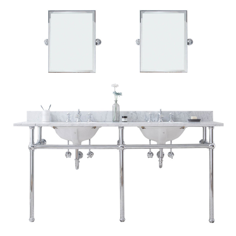 Embassy Stone Oval Console Bathroom Sink with Faucet and Overflow, Chrome