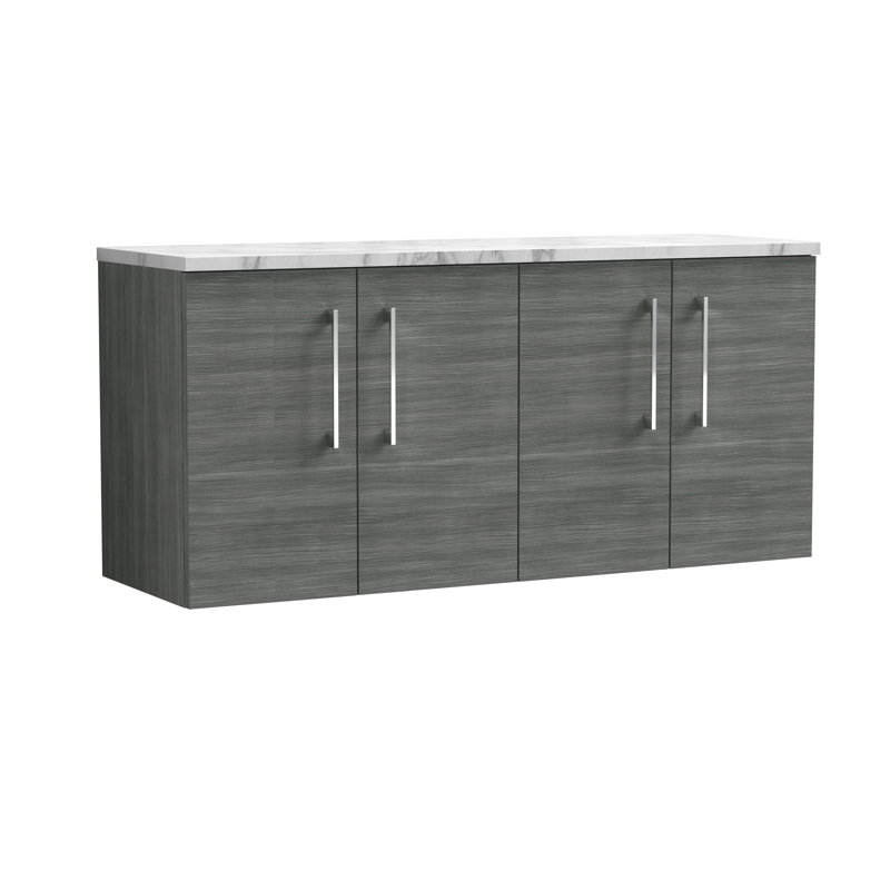 Arno 47.44cm Double Bathroom Vanity Base Only, Anthracite Woodgrain