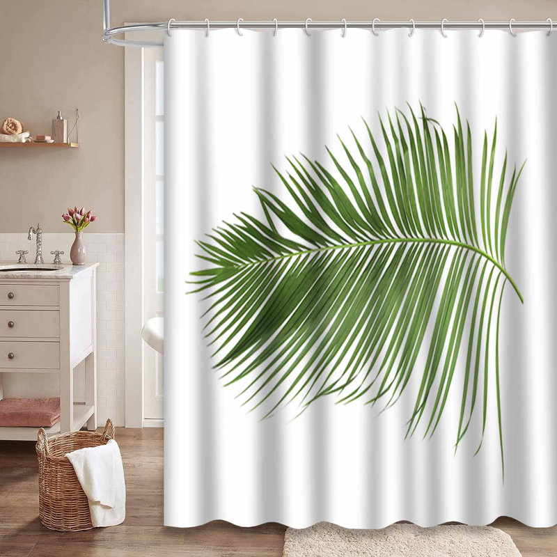 Rideau de douche à 12 crochets Plant Green, L 72 po x l 72 po