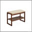 Banc de rangement en bois massif (couleur noyer), étagère de rangement en bois de hêtre avec coussin éponge à rebond élevé-1896263113