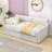 Twin Upholstered Daybed with Pull-Out Twin Trundle and USB Charging Armrest-1329955861