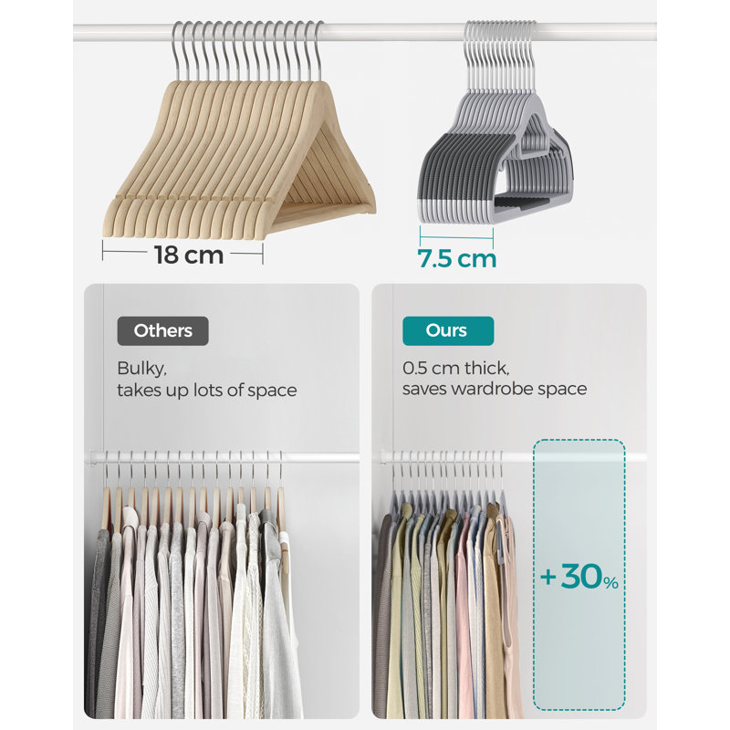 Bletsoe Non-Slip Standard Hanger, 30, Grey