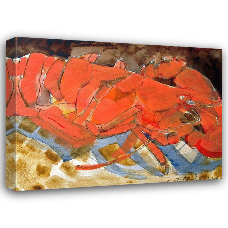 Art sur toile tendue par Beachcrest Home Ferrell, Erin McGee Gallery: Abstract Lobster III, H 28 po x l 36 po