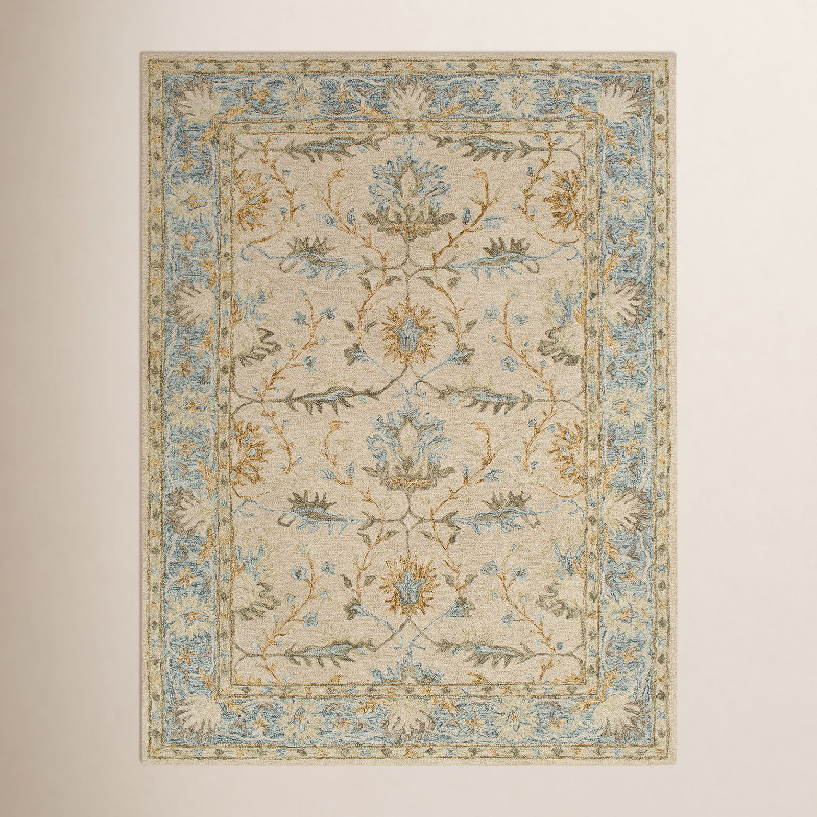 Sienna Beige Gray Hand-Tufted Wool Rug, Rectangle 8' x 10'