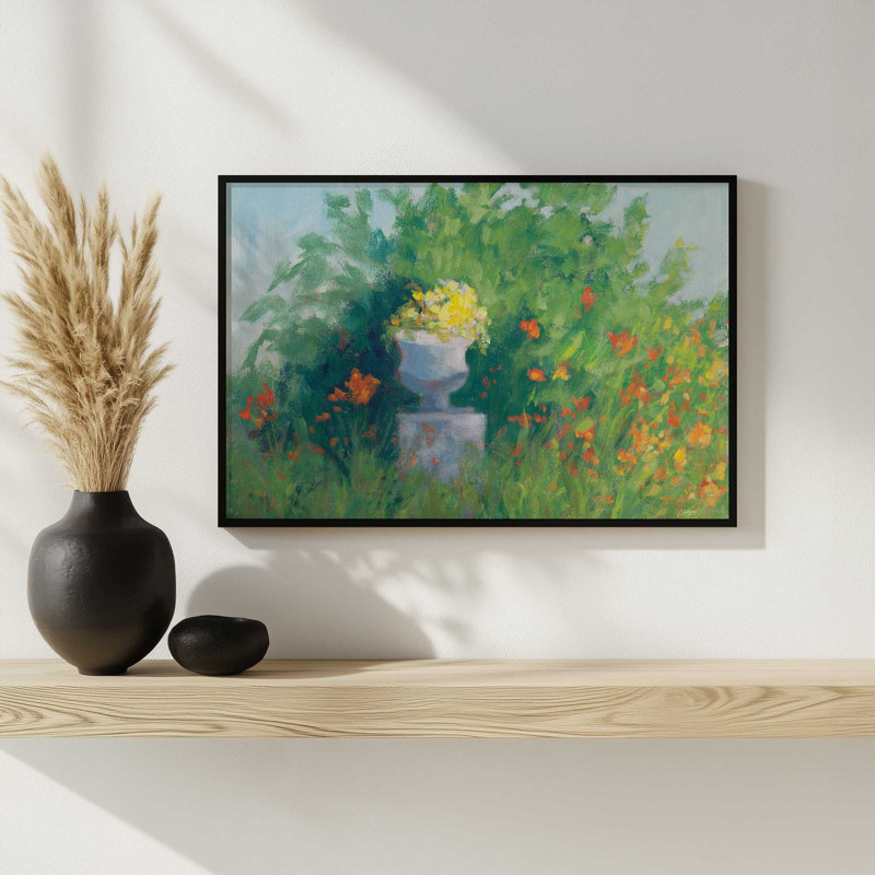 «Garden Urn en Plain Air» par Carson Overs balcon, reproduction d'art, H 18 po x l 24 po, Tanné