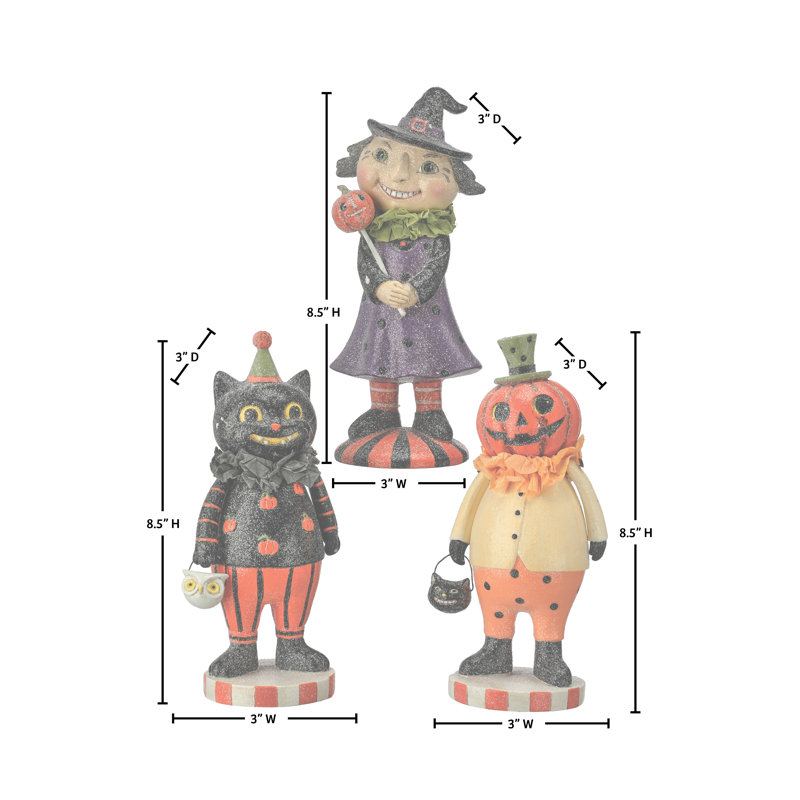 8,5 po enfants d'Halloween en résine rétro