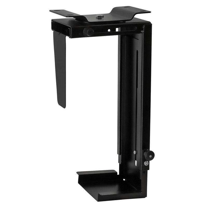 Computer Tower Wall Mount And Under Desk CPU Stand, 360 Degree Rotation, Height And Width Adjustable, Black