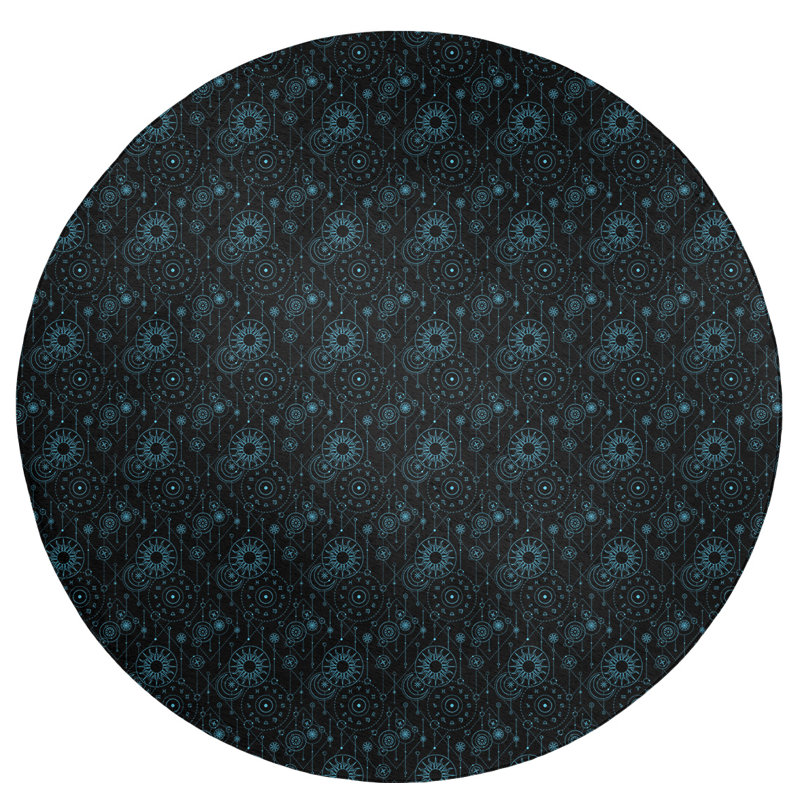 Tapis astrologie area black, Rond 5 pi