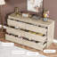 Commode 6 tiroirs pour chambre à coucher, large commode en bois sans poignée, grande commode moderne-122874789