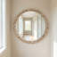Miroir mural rond rustique 23,62 po avec cadre à rivets et miroir décoratif préinstallé avec grande surface réfléchissante pour le salon de la chambre à coucher, bois naturel-213955303