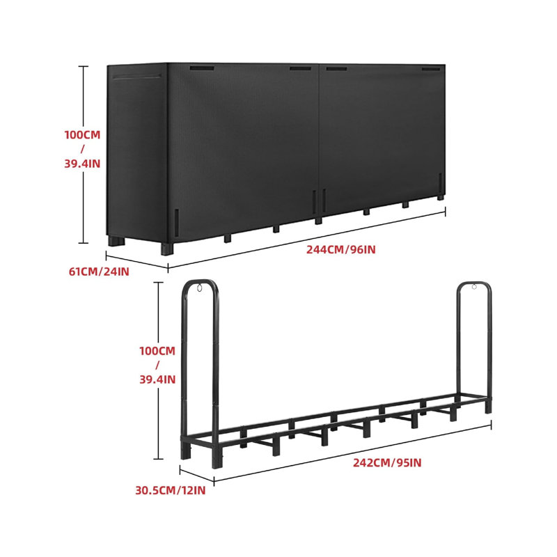 33cm W Steel Log Rack