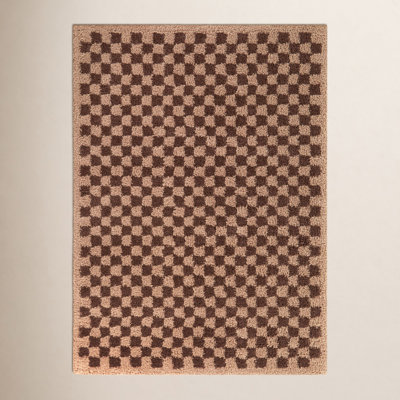 Walker Wine Checkered Shag Rug