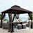 10X10 Patio Gazebo Canopy, With Water- Fabric And Insect Net, For Lawn, Deck, Brown Tent Double Ventilated Roof Mesh Screen, Garden, Backyard, Rustproof-455641190