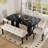 Modern Tufted Linen Dining Bench-741403354