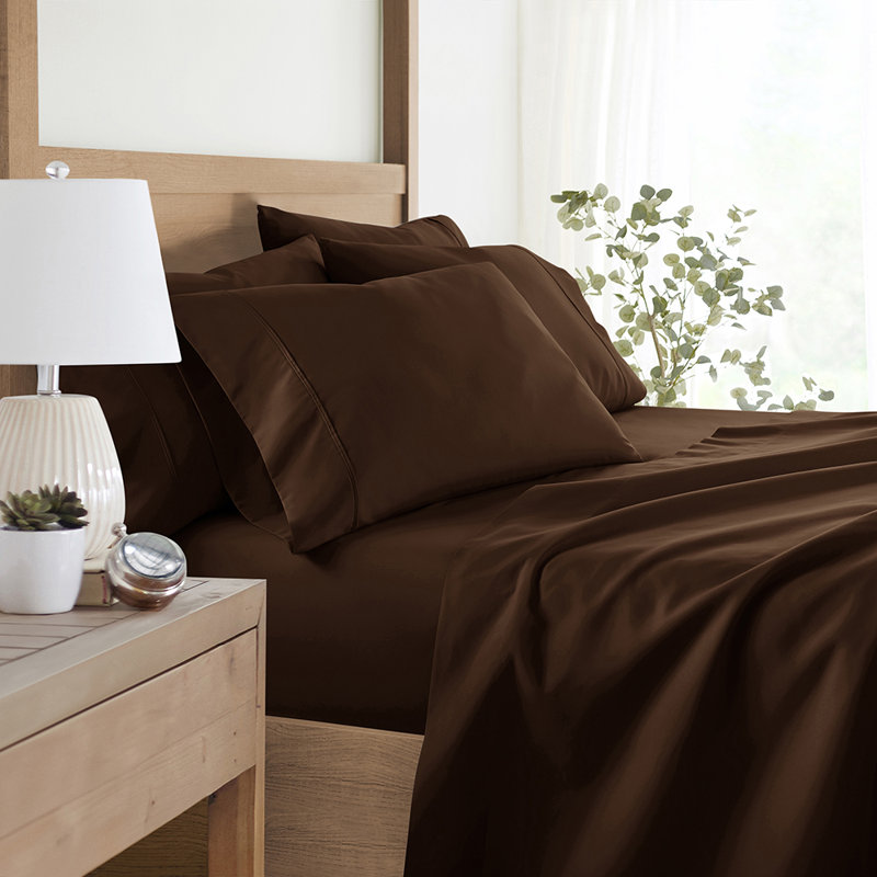 Sheet Set Solid Microfiber Ultra Soft Bedding, Chocolate, Twin Sheet Set with 2 Pillowcases