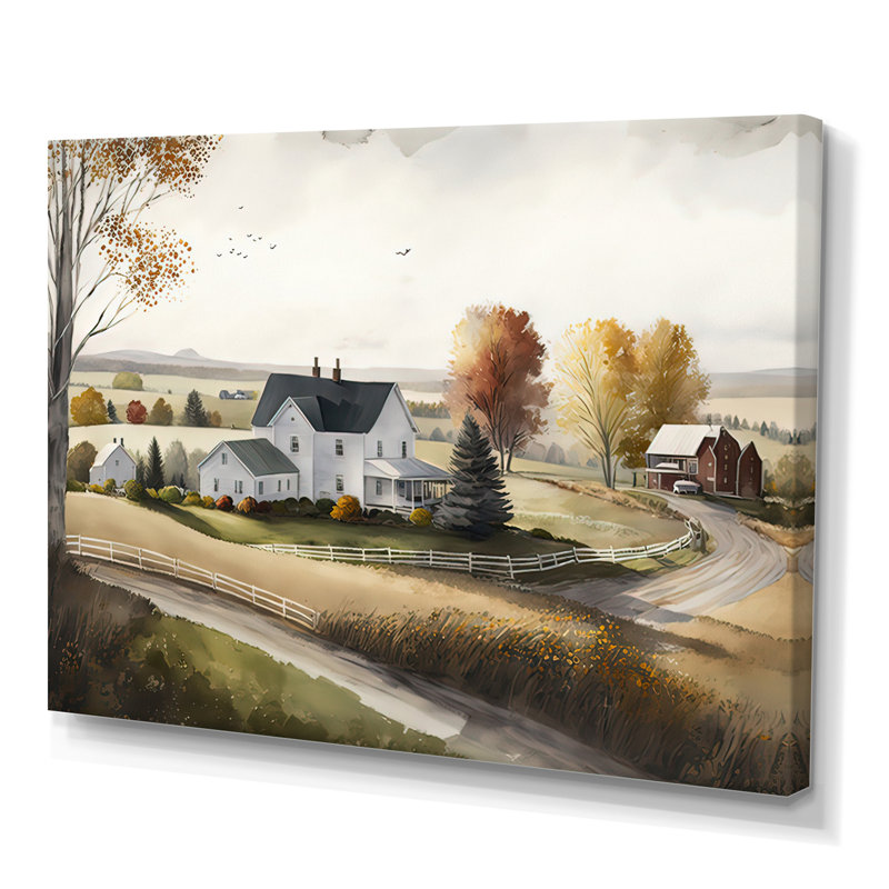 «Path To The Barn I», art mural grand paysage de grange, Toile tendue, H 30 po x l 40 po x P 1,5 po