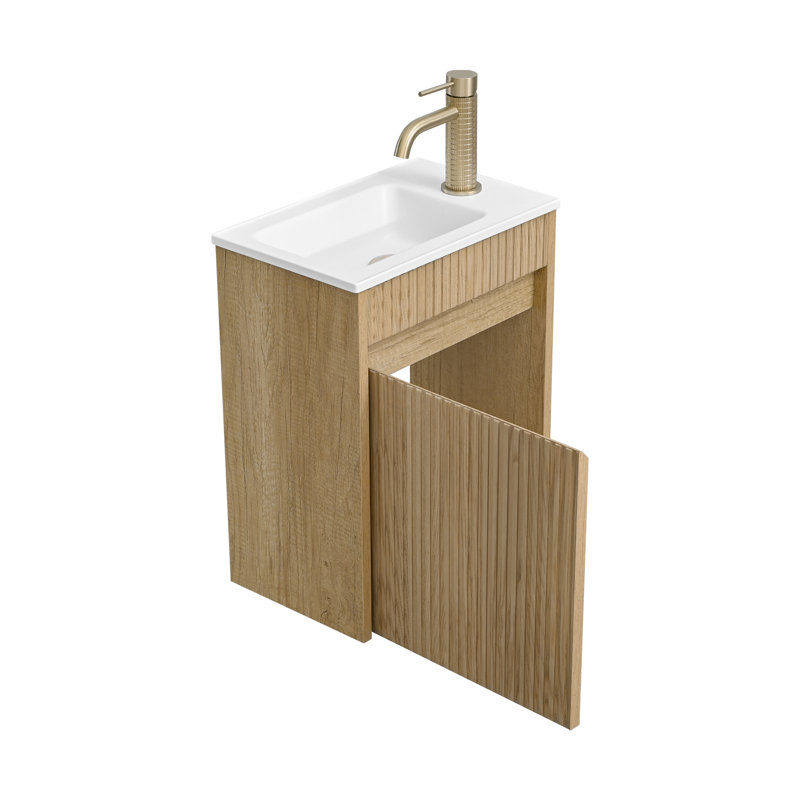 16'' Wall-mounted Single Bathroom Vanity With Integrated Resin Basin