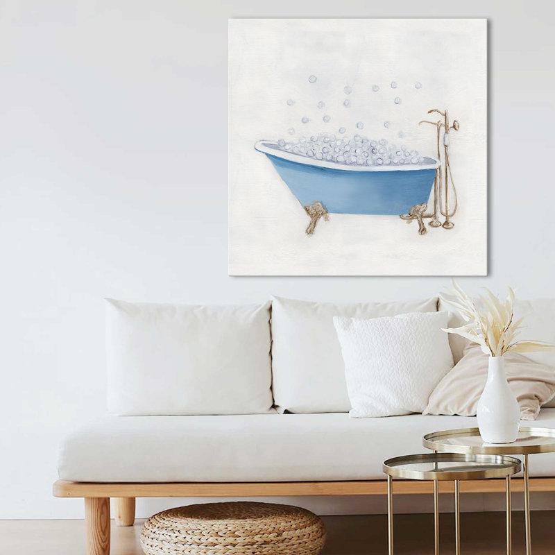"Bain bleu I" par Marilyn Dunlap, reproduction sur toile, H 36 po x l 36 po x P 1,5 po