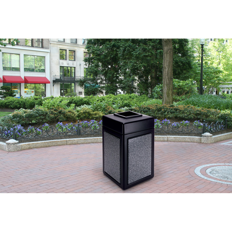 Poubelle® 42 gallons StoneTec, Noir avec pierre poivre