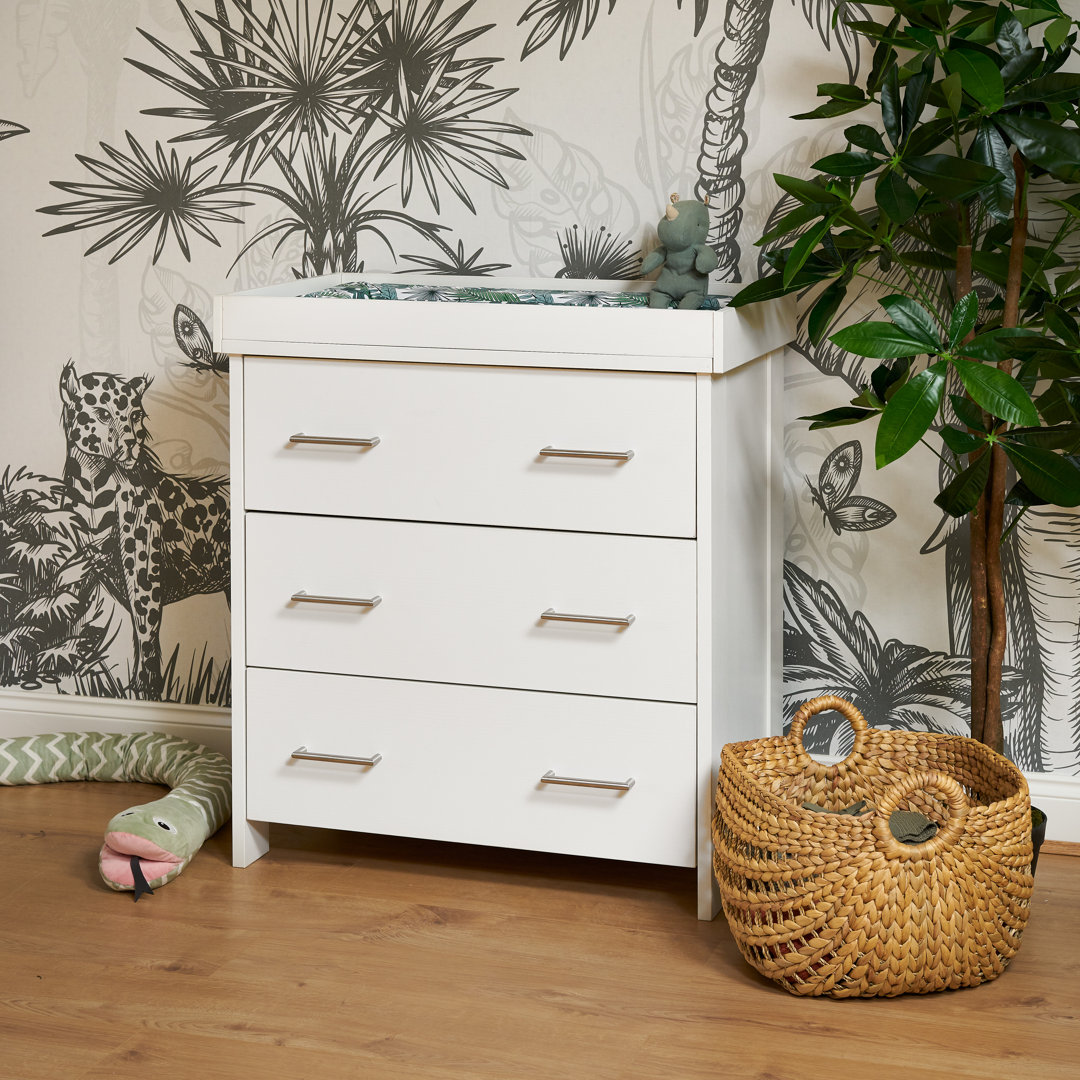 Obaby Nika Changing Unit - White Wash, White - Textured Oak Wood Effect - 32L Drawers - Image 3