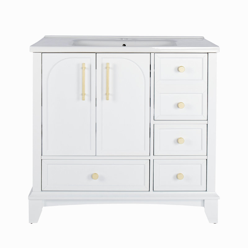 Armoire de salle de bain 35,6 ", seulement armoire, blanc, Blanc