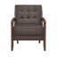 Fauteuil Lenie, cuir capitonné, bois de noyer-113497071