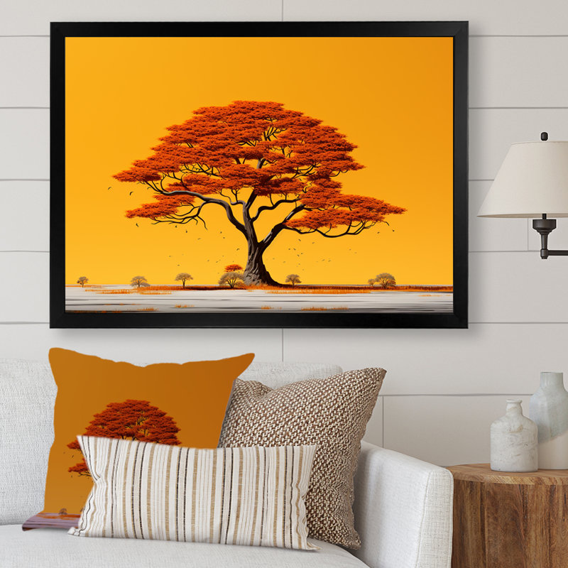 «African Tree Ambiance Savana I» sur toile, Cadre photo noir, H 12 po x l 20 po x P 1 po