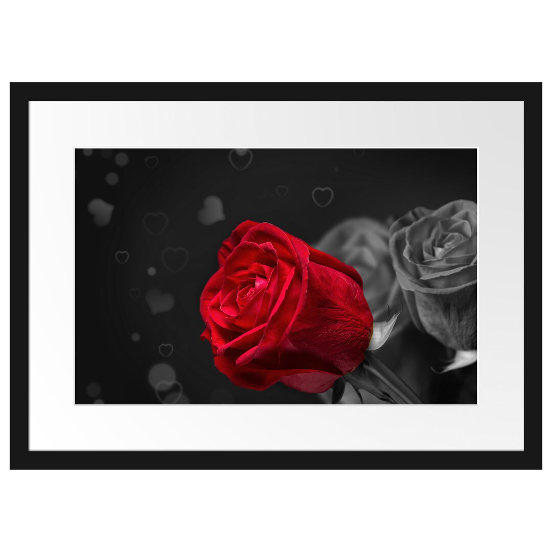 Gerahmtes Poster Rote Rosen zum Valentinstag