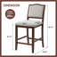 Ensemble de 2 tabourets de bar à hauteur de comptoir - Ensemble de 2 tabourets de bar rustiques avec structure en bois d'hévéa-1385254328