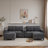 Modern U-shaped Sectional With Movable Storage Ottomans, Multifunctional Console, Bluetooth Speakers And Led Lights-1508630403
