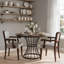 Ensemble de salle à manger 2 personnes pour 2 personnes - 42 tables en placage de chêne avec piédestal classique en fer noir + 2 fauteuils rembourrés beiges, coin cuisine compact